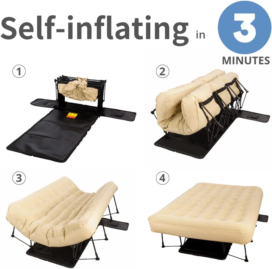 "EZ Air Bed Self-Inflating Queen Size Air Mattress - Effortless comfort for camping, guests, or a quick setup at home."